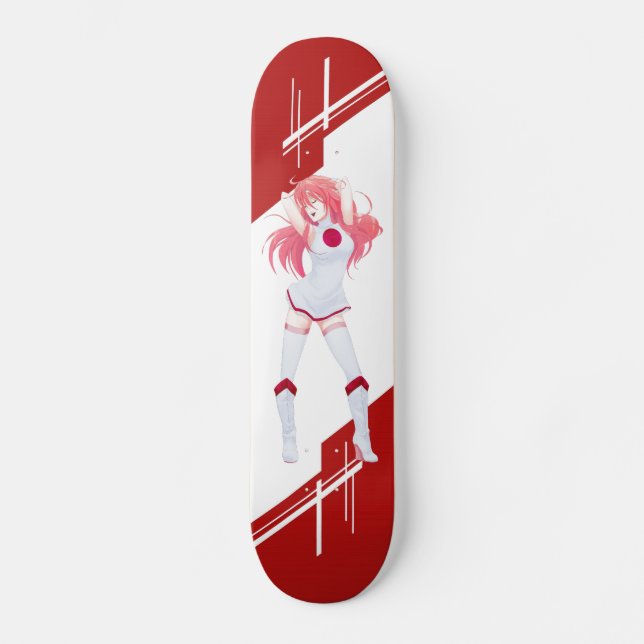 Japan Manga Anime girl dressed in Flag Japanese Skateboard Deck (Front)