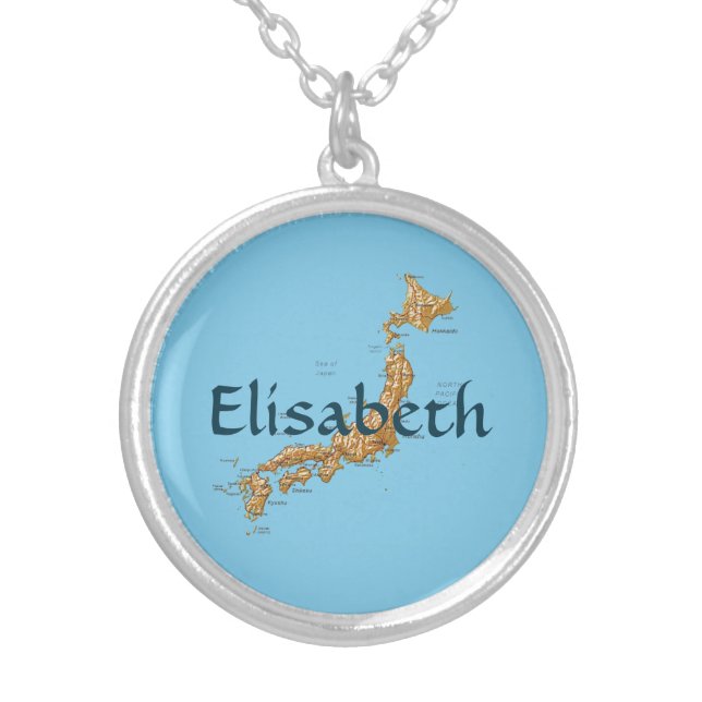 Japan Map + Name Necklace (Front)