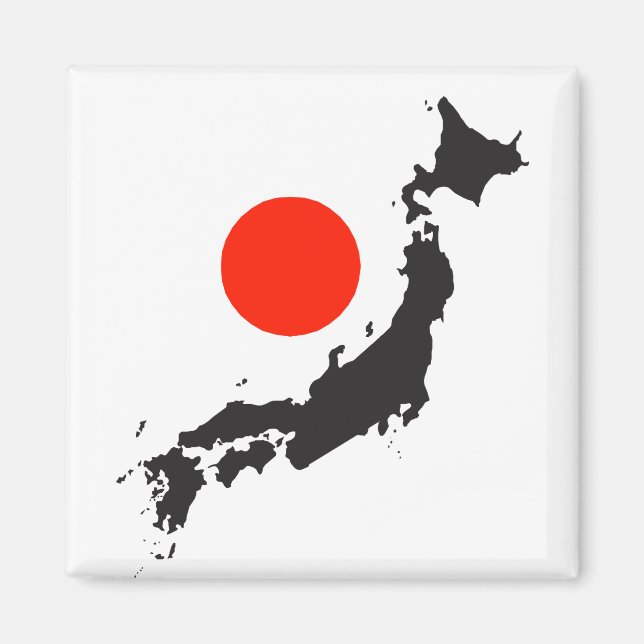 Japan map outline and circle magnet (Front)