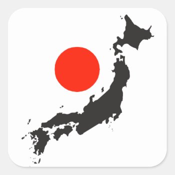 Japan Map Outline And Circle Square Sticker by whereabouts at Zazzle