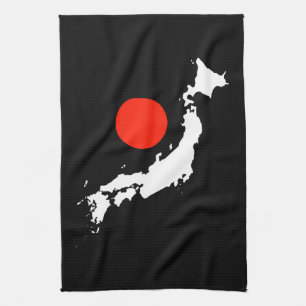 Japan map outline and red circle from flag towel