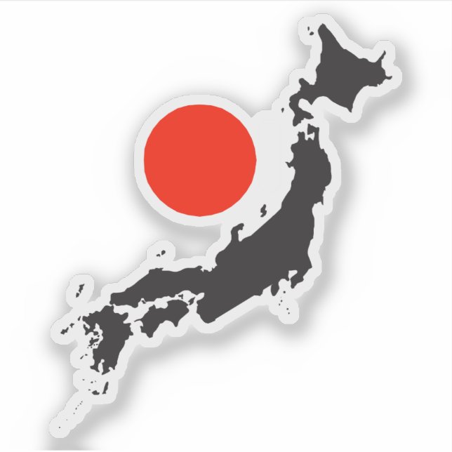 Japan map outline with red circle sticker (Front)