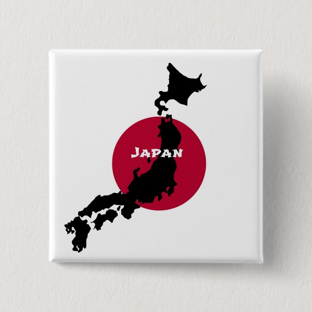 Japan - Map Silhouette and Flag Button (Front)