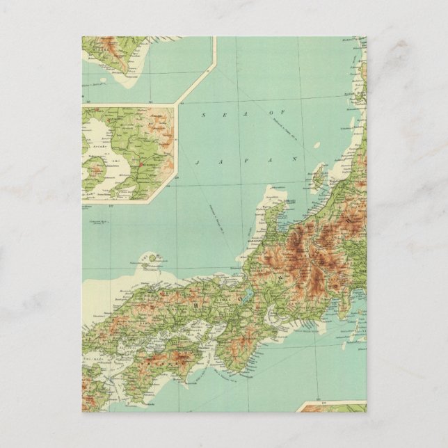 Japan map with shipping routes postcard (Front)