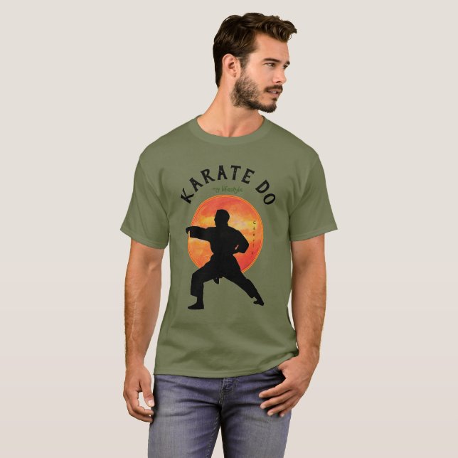 Japan Martial Arts Black Silhouette Karate Mens T-Shirt (Front Full)