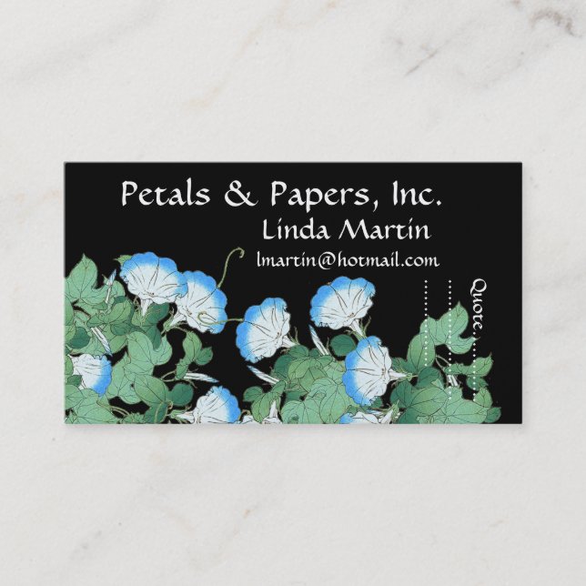 Japan Morning Glory Floral Flower Business Card (Front)