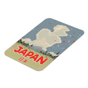 Japan Mount Fiji vintage style cartoon Magnet