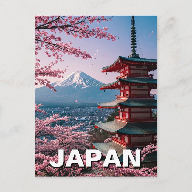 Japan Mount Fuji Fujisan Cherry Blossoms Postcard (Front)