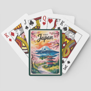 Japan Mount Fuji Illustration Travel Art Vintage Poker Cards