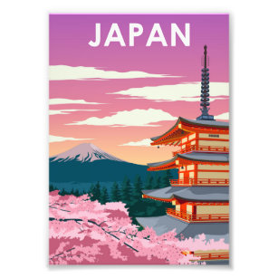 Japan Mount Fuji Vintage Minimal Travel Poster