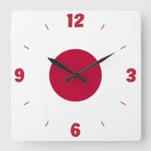 Japan National Flag Patriotic Square Wall Clock