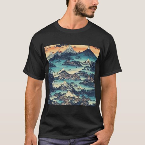 Japan oil landscape painting T_Shirt