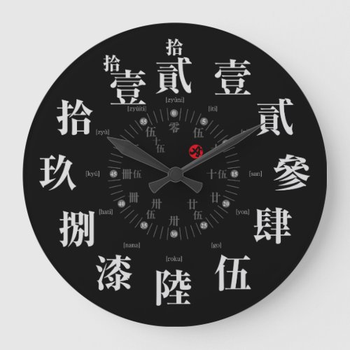 Japan old kanji style black face large clock