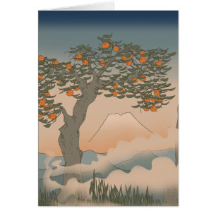 Japan Orange tree in the mist Cards