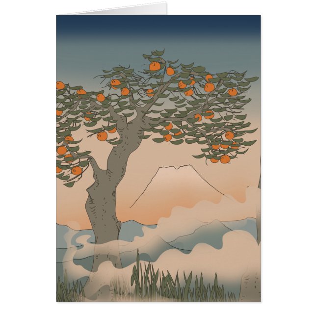 Japan Orange tree in the mist Cards (Front)