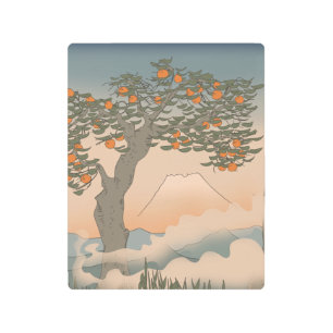Japan Orange tree in the mist Metal Print