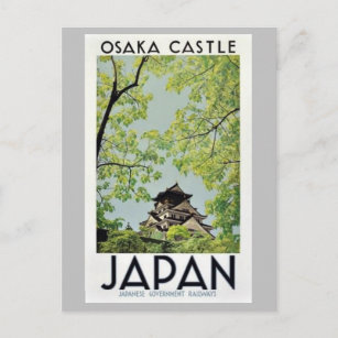 JAPAN Osaka Castle vintage travel Postcard