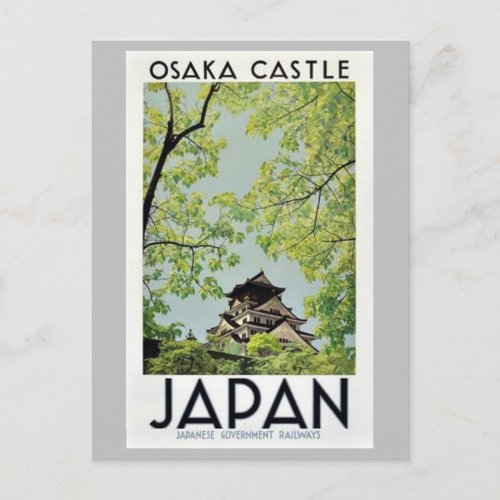 JAPAN Osaka Castle vintage travel Postcard