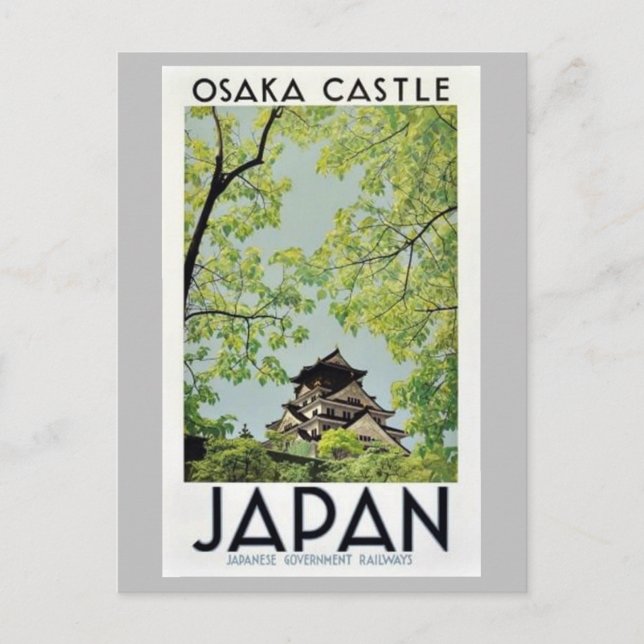 JAPAN Osaka Castle vintage travel Postcard (Front)