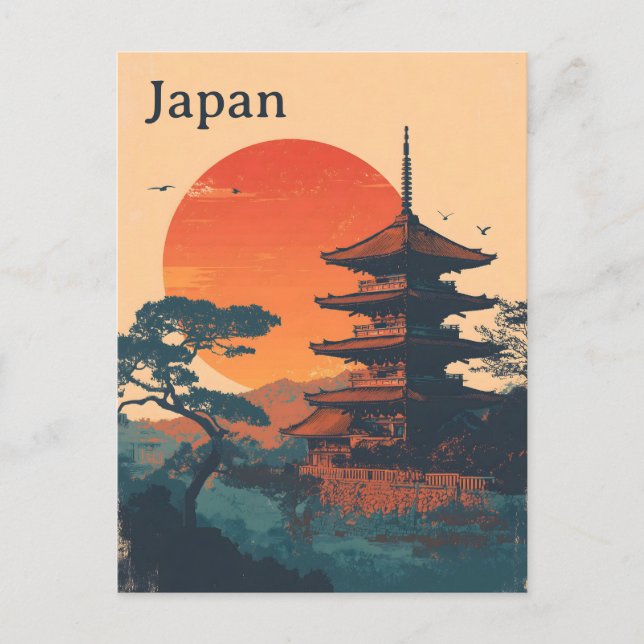 Japan Pagoda vintage Postcard (Front)