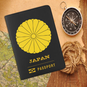 Japan Passport, Japanese coat of Arms, flag Passport Holder
