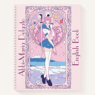 Japan Pink Anime Schoolgirl English School Notebook