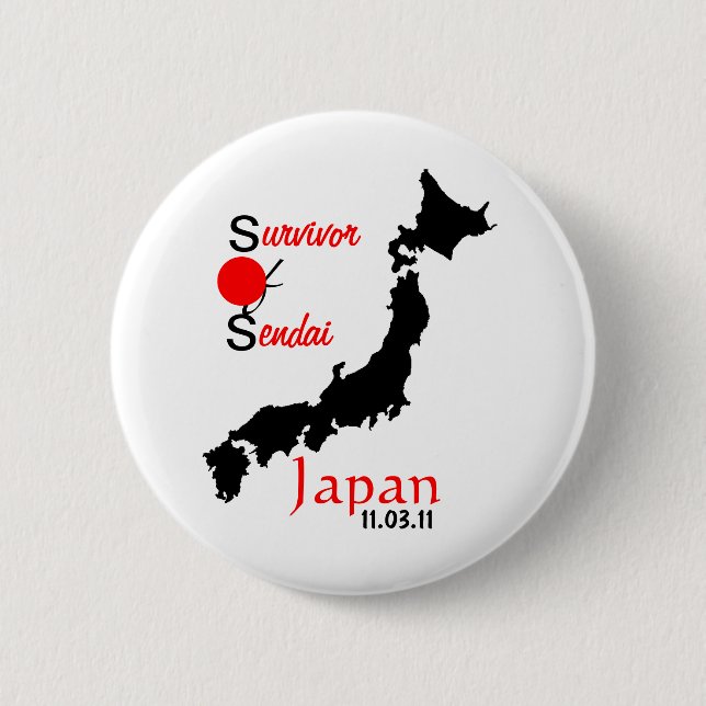 Japan relief tsunami earthquake Sendai Pinback Button (Front)