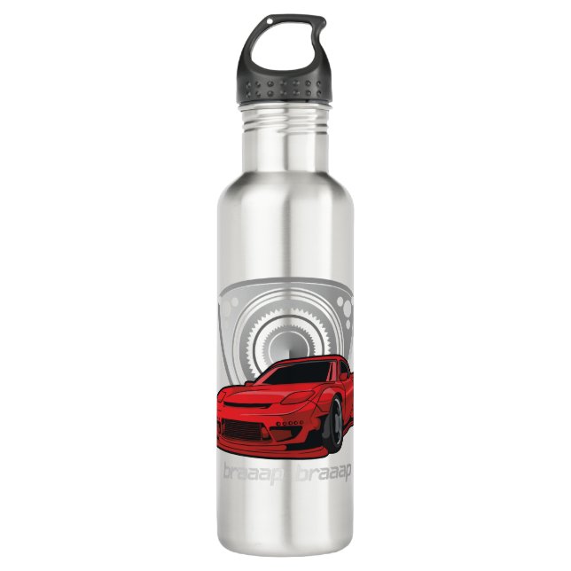 Japan Rotary Mazda RX7 BRAAP Stainless Steel Water Bottle (Front)