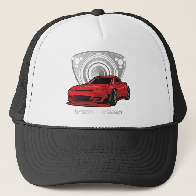 Japan Rotary Mazda RX7 BRAAP Trucker Hat (Front)