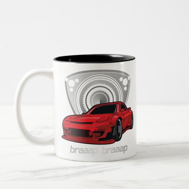 Japan Rotary Mazda RX7 BRAAP Two-Tone Coffee Mug (Left)