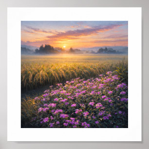 Japan’s Autumn Rice Fields at Sunrise – Art Print