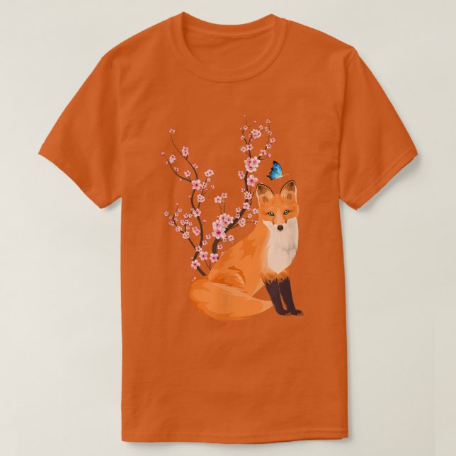 Japan Sakura Cherry Blossom Fo Kitsune Japanese  T-Shirt (Design Front)