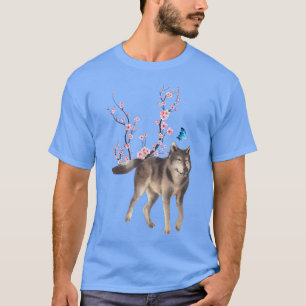 Japan Sakura Cherry Blossom Wolve Japanese  T-Shirt