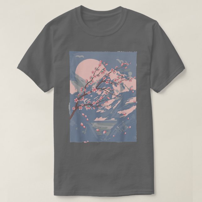 Japan Sakura Japanese Pink Flower Floral Cherry Bl T-Shirt (Design Front)