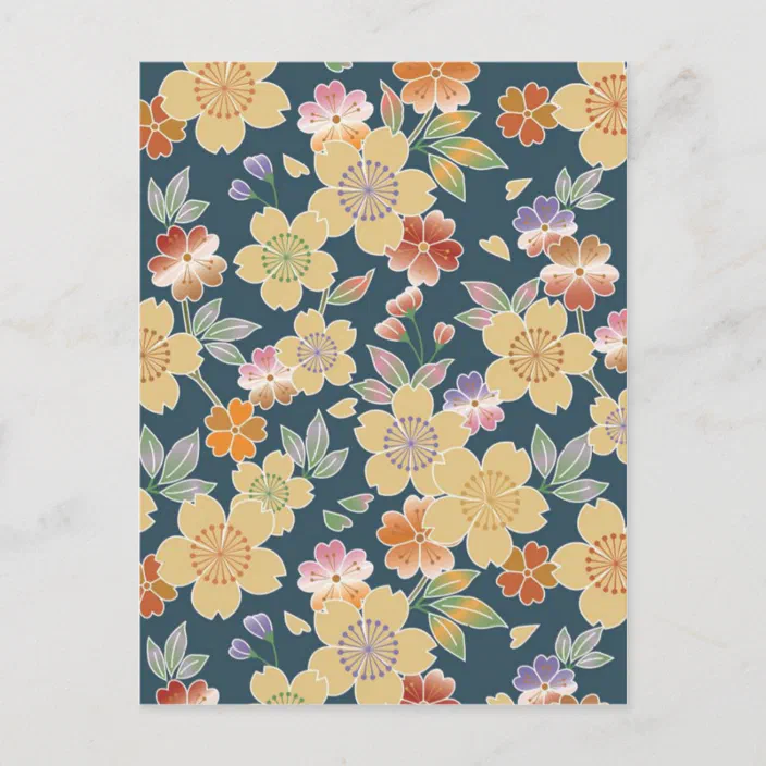 Japan Sakura Kimono Origami Chiyogami Flower Postcard Zazzle Com