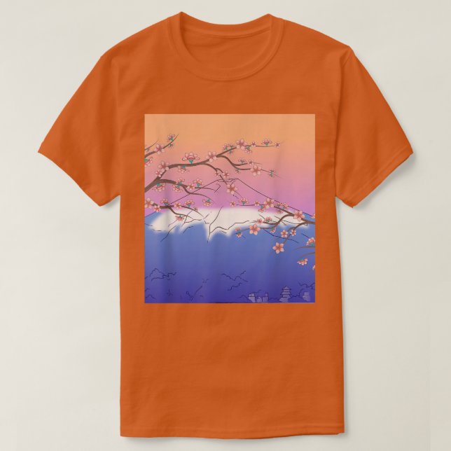 Japan Sakura Pink Flower Floral Japanese Cherry Bl T-Shirt (Design Front)