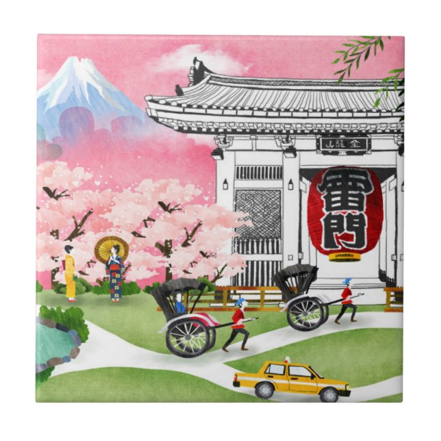 Japan Scene Ceramic Tile (Front)