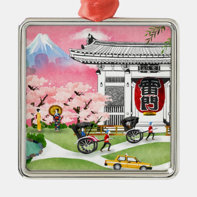 Japan Scene Metal Ornament (Front)