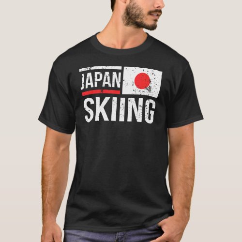 Japan Skiing Skier Flag Race Snow Mountain Winter  T_Shirt