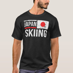 Japan Skiing Skier Flag Race Snow Mountain Winter  T-Shirt