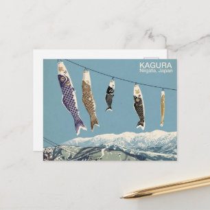 Japan Snow Culture Kagura Koi かぐら 鯉のぼり - ポストカード Postcard