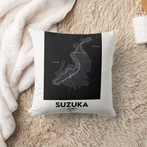 Japan suzuka F1 circuit map  Throw Pillow