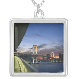 Japan. Tokyo. Rainbow Bridge in Tokyo Bay. Silver Plated Necklace