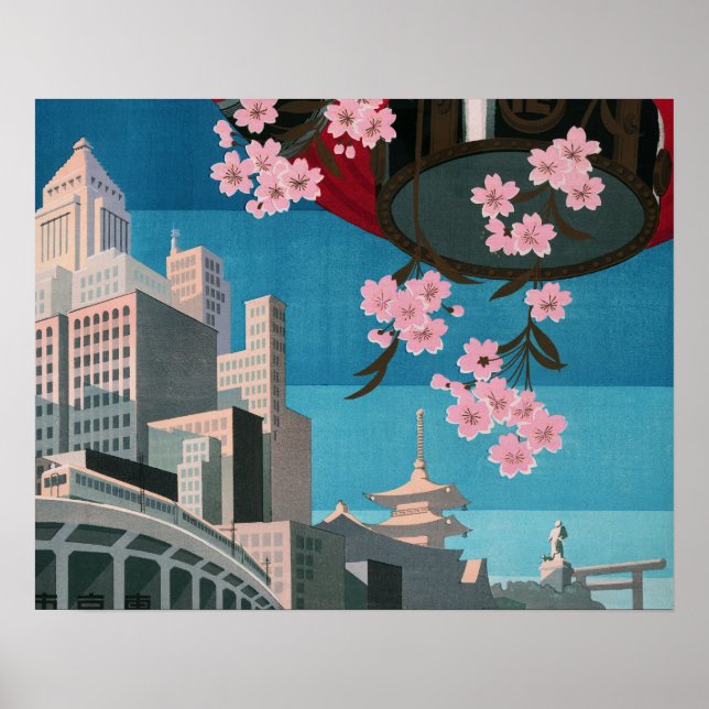 Japan Tokyo Vintage Japanese Travel Poster (Front)