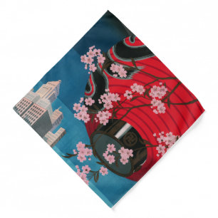 Japan Tokyo Vintage Japanese Travel Poster Bandana