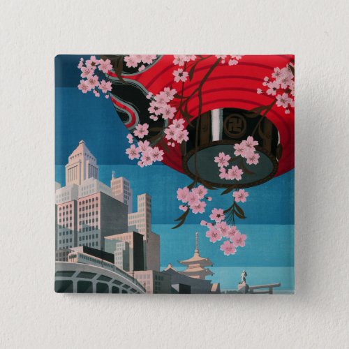 Japan Tokyo Vintage Japanese Travel Poster Button