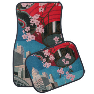Japan Tokyo Vintage Japanese Travel Poster Car Floor Mat