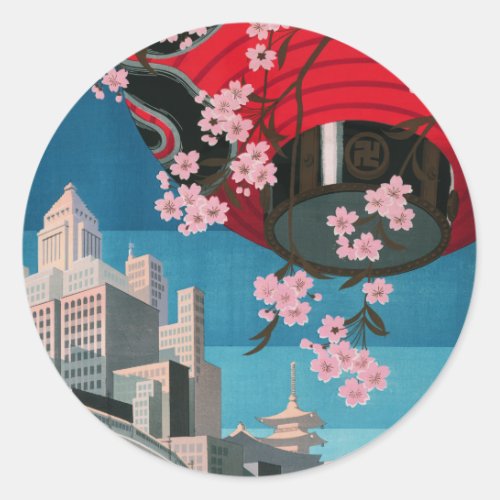 Japan Tokyo Vintage Japanese Travel Poster Classic Round Sticker