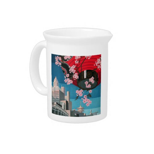 Japan Tokyo Vintage Japanese Travel Poster Drink Pitcher