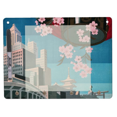 Japan Tokyo Vintage Japanese Travel Poster Dry Erase Board With Keychain Holder